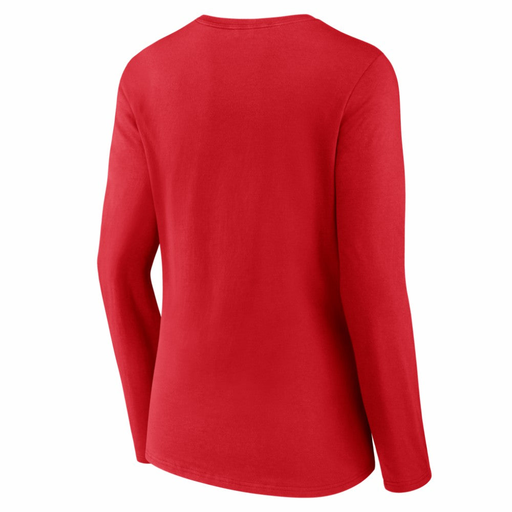 Washington Nationals Women's Live For It Long Sleeve V-Neck T-Shirt - Red T-shirts