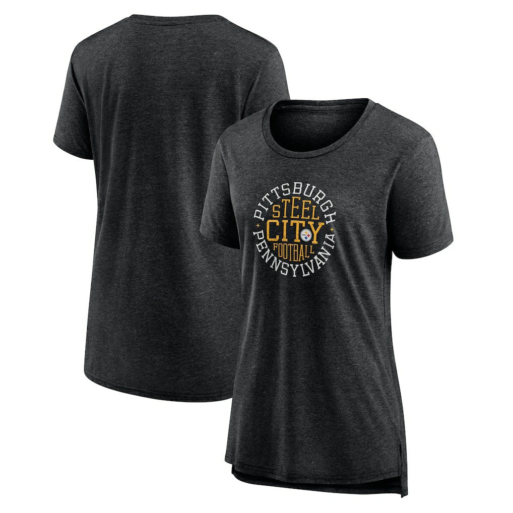 Pittsburgh Steelers Women's Steel City Tri-Blend T-Shirt - Charcoal T-shirts