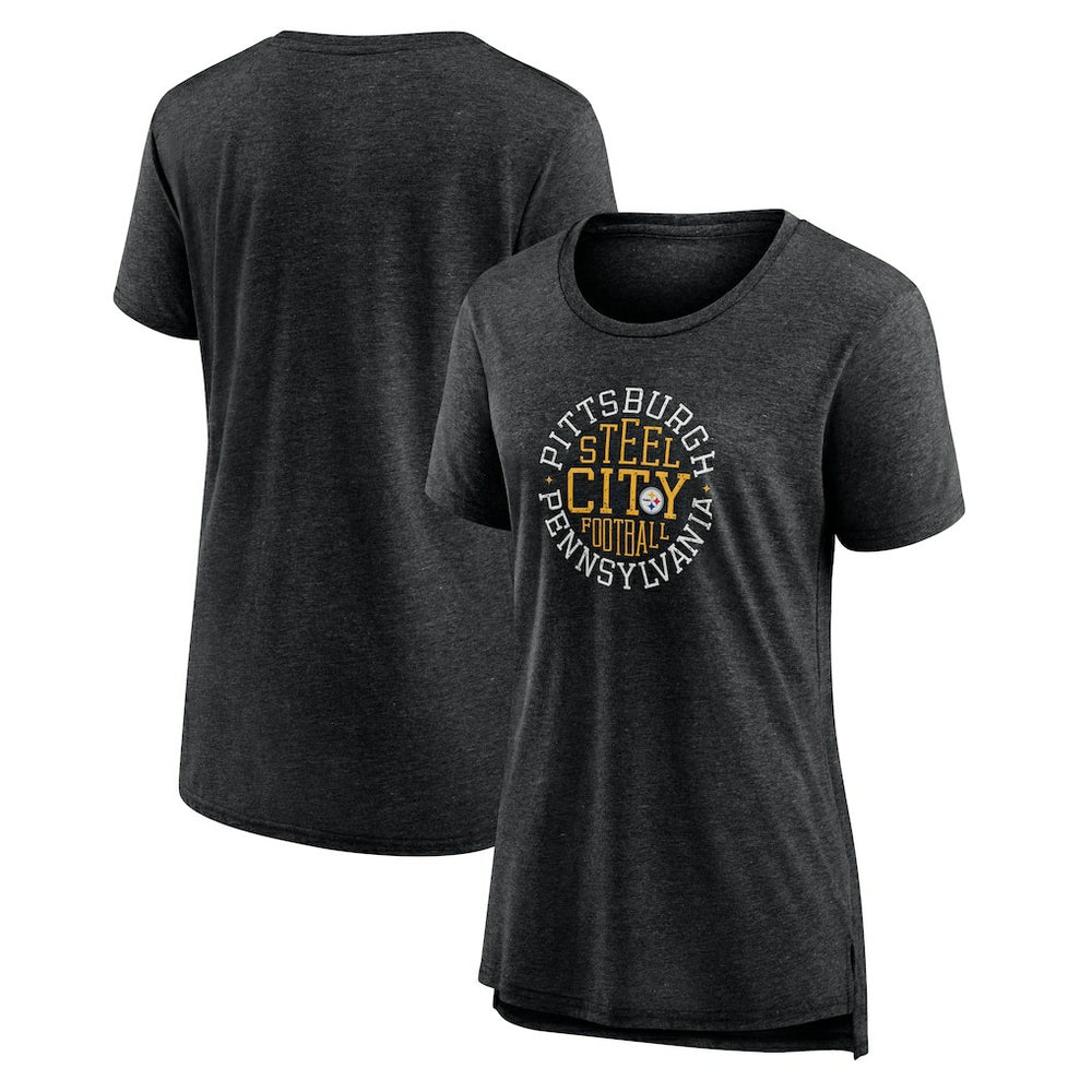 Pittsburgh Steelers Women's Steel City Tri-Blend T-Shirt - Charcoal T-shirts