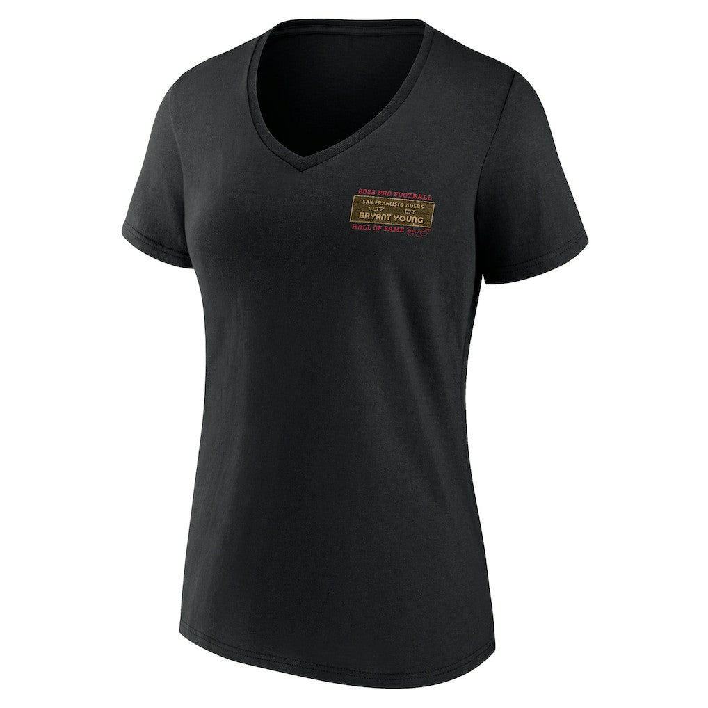Bryant Young San Francisco 49ers Women's Hall of Fame V-Neck T-Shirt - Black T-shirts