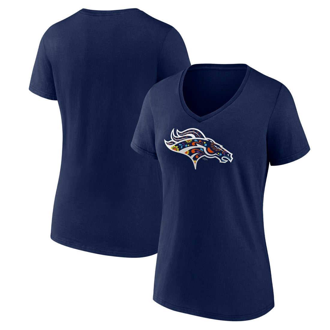 Denver Broncos Women's Mexico Bronco V-Neck T-Shirt - Navy T-shirts