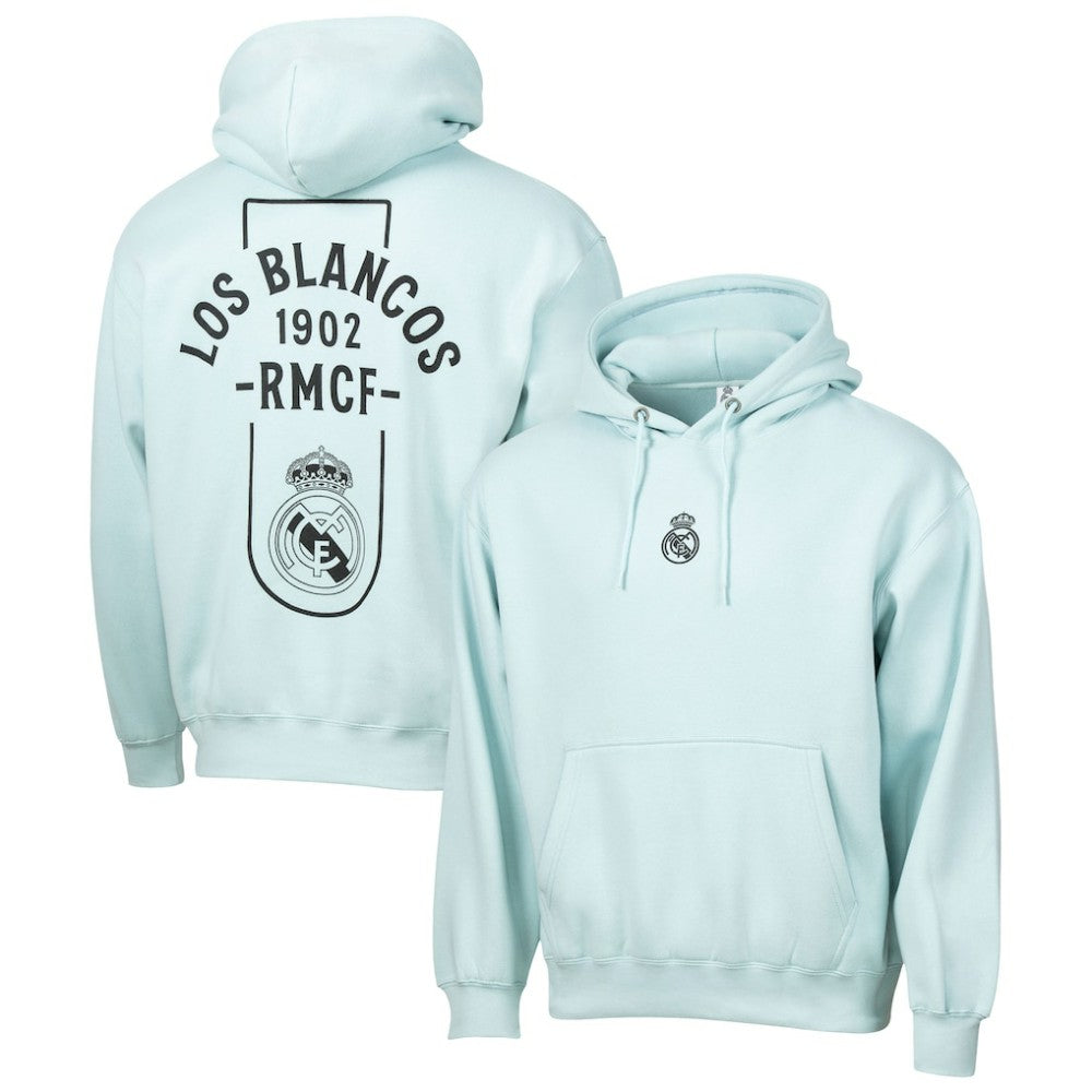 Real Madrid Sport Design Sweden Streetwear Relaxed Pullover Hoodie Light Blue