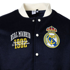 Real Madrid Sport Design Sweden Free Kick Wool Varsity Jacket Navy