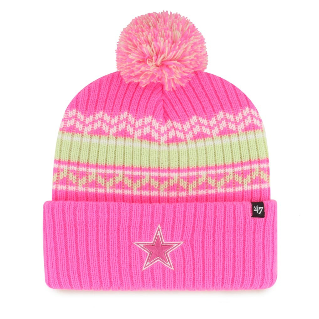 Dallas Cowboys '47 Girls Youth Polar Vortex Cuffed Knit Hat with Pom - Pink Hats