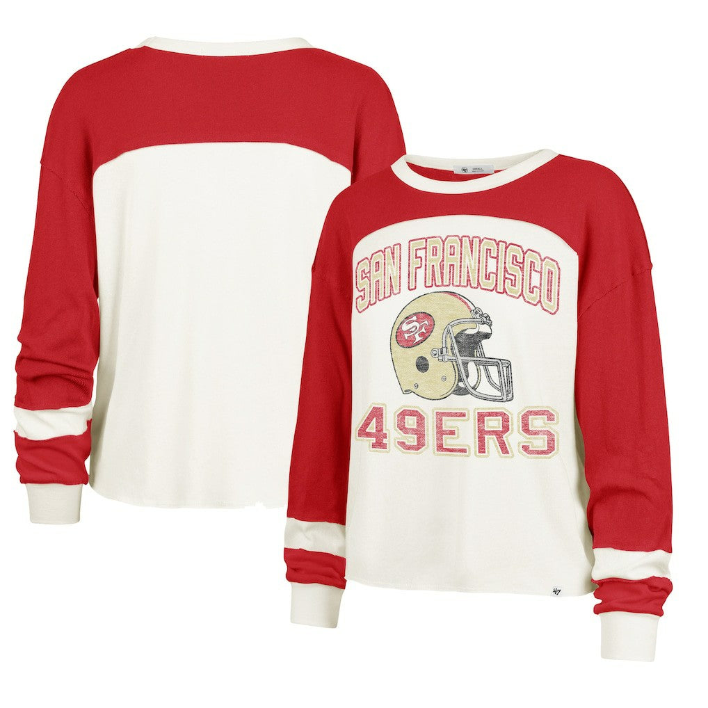 San Francisco 49ers '47 Women's Double Header Curve Toni Long Sleeve T-Shirt - Cream T-shirts