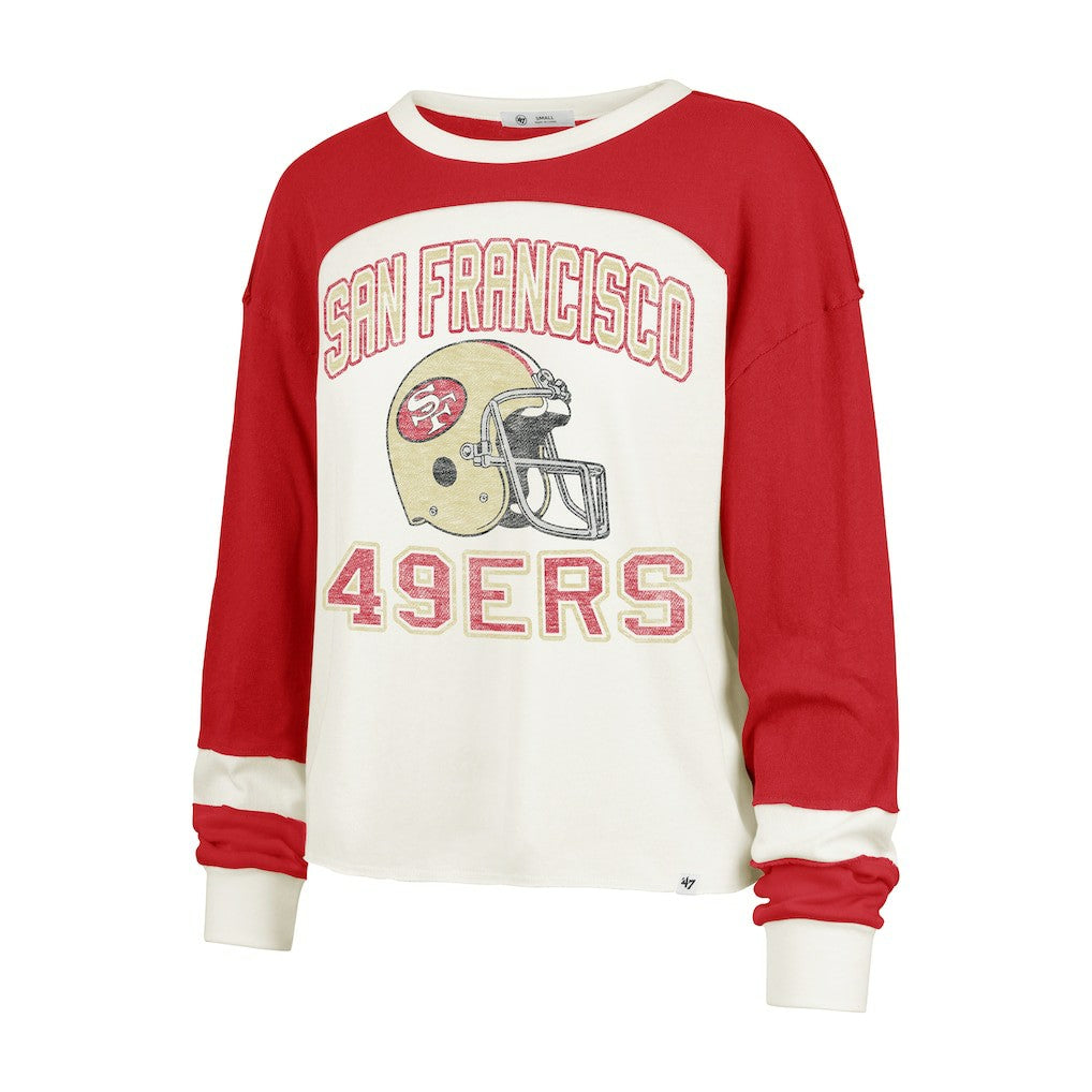 San Francisco 49ers '47 Women's Double Header Curve Toni Long Sleeve T-Shirt - Cream T-shirts