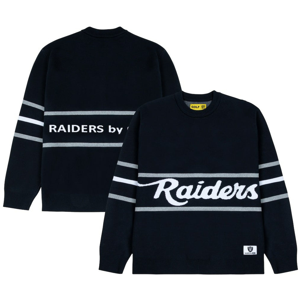 Las Vegas Raiders GOLF WANG Jacquard Pullover Sweater - Black Pullover