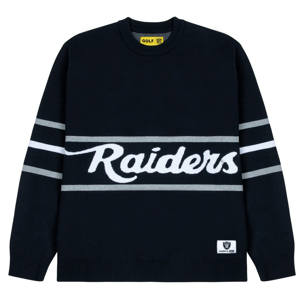 Las Vegas Raiders GOLF WANG Jacquard Pullover Sweater - Black Pullover
