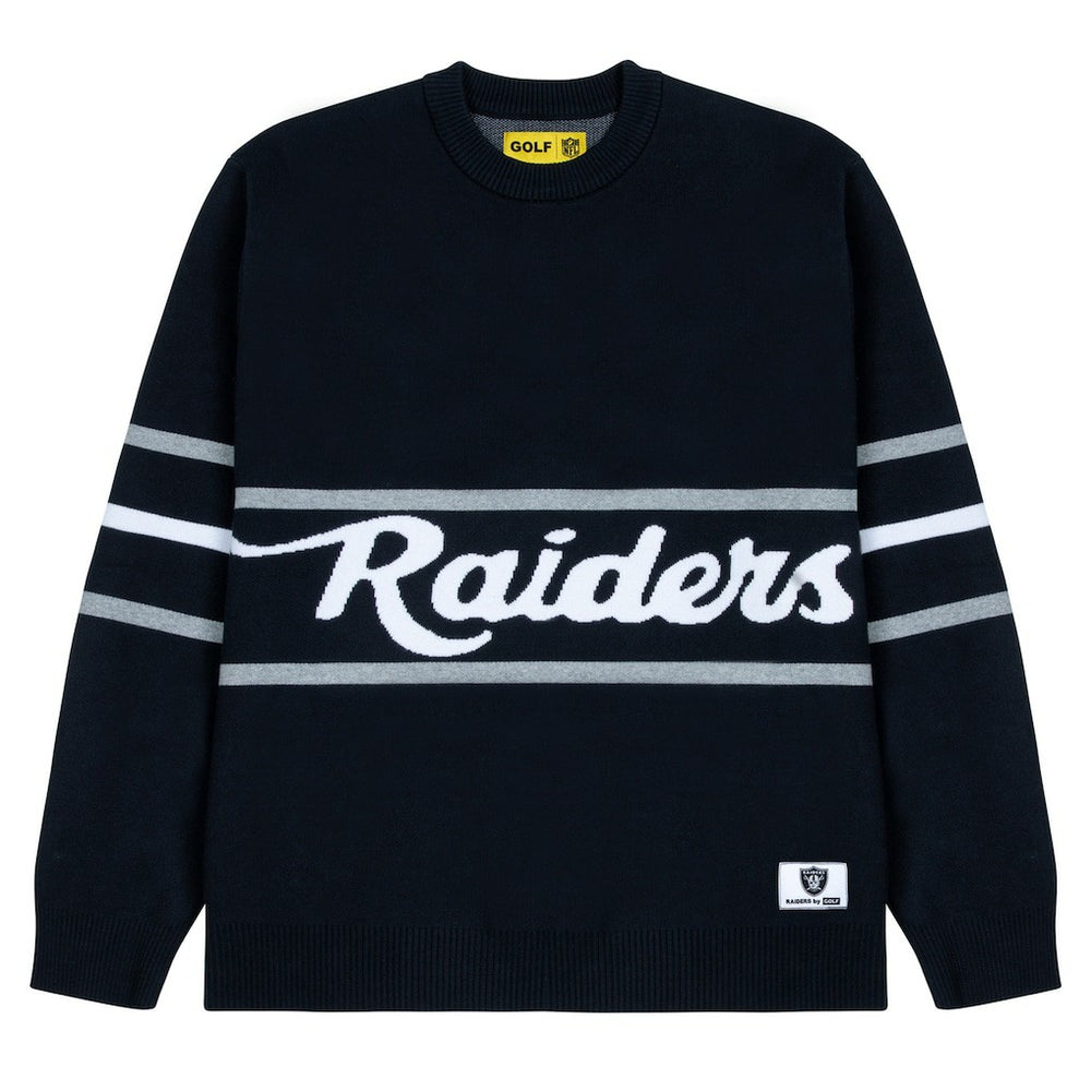 Las Vegas Raiders GOLF WANG Jacquard Pullover Sweater - Black Pullover