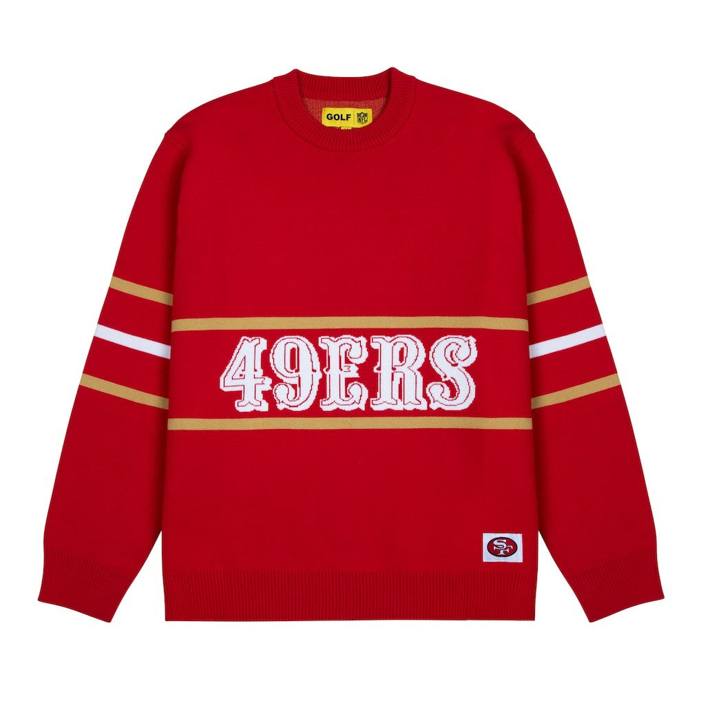San Francisco 49ers GOLF WANG Jacquard Pullover Sweater - Scarlet Pullover