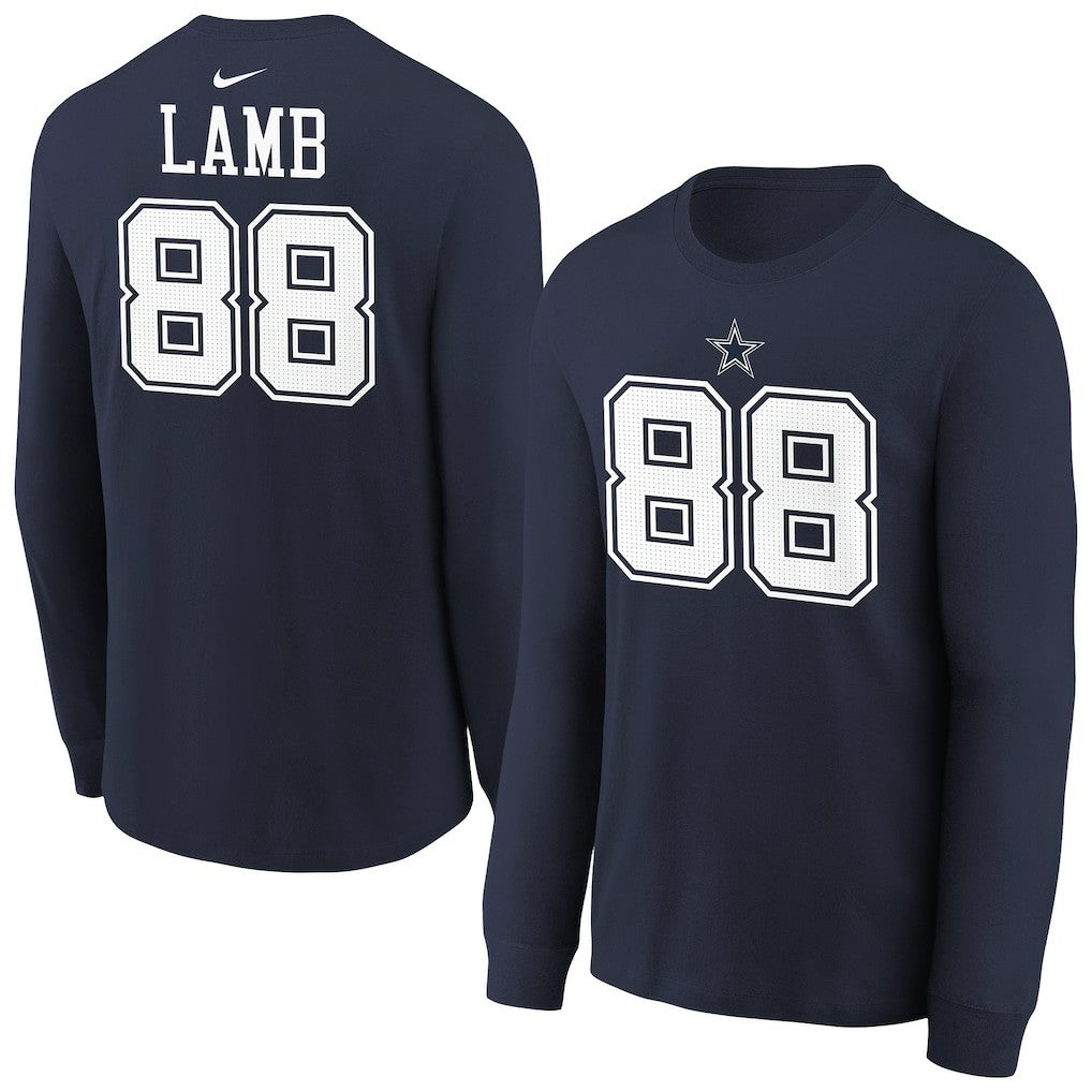 CeeDee Lamb Dallas Cowboys Youth Player Name & Number Long Sleeve T-Shirt - Navy T-shirts