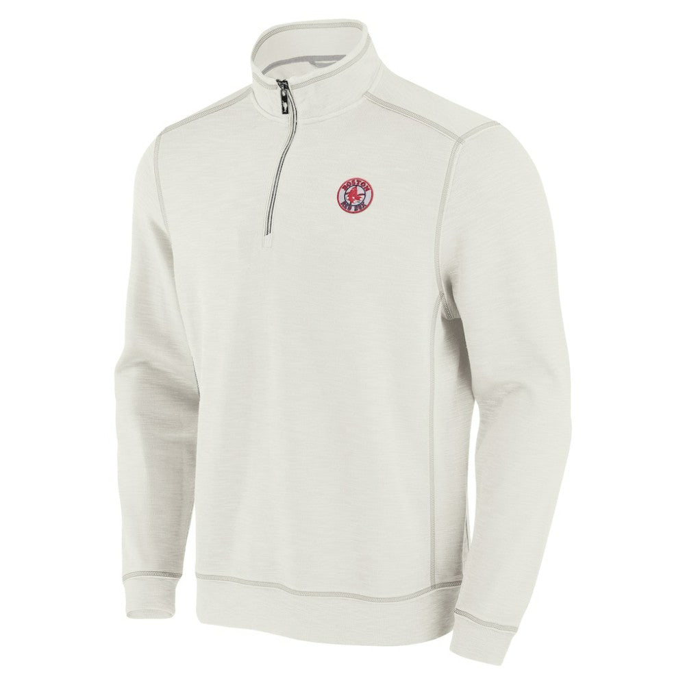 Boston Red Sox Tommy Bahama Sport Tobago Bay Tri-Blend Half-Zip Sweatshirt - Cream Sweatshirts