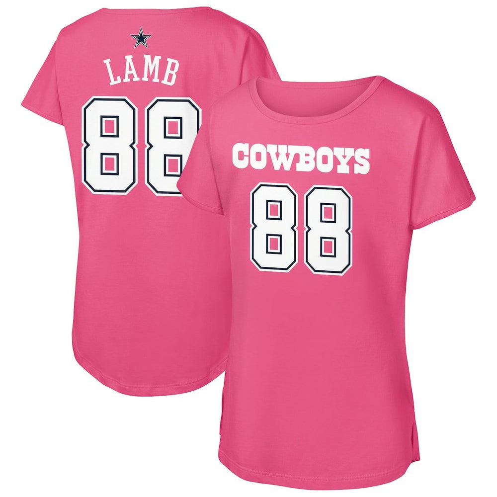 CeeDee Lamb Dallas Cowboys Girls Youth Player Name & Number T-Shirt - Pink T-shirts