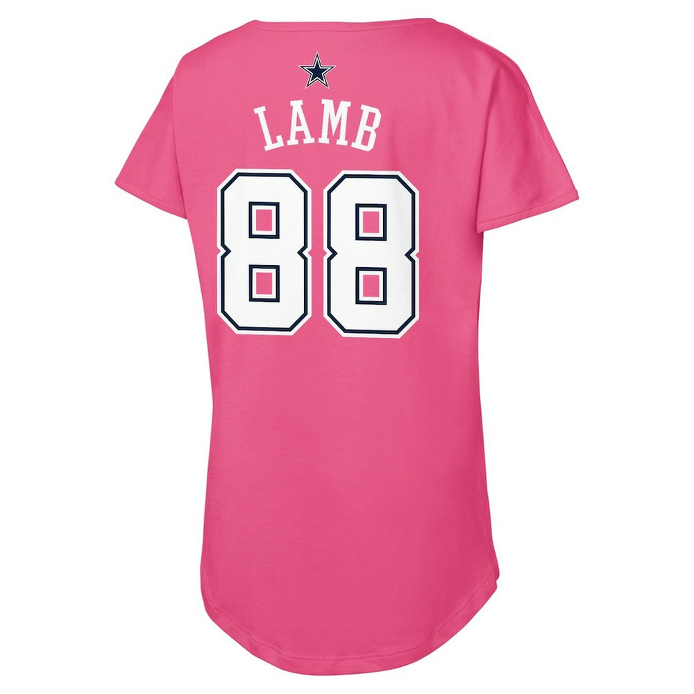CeeDee Lamb Dallas Cowboys Girls Youth Player Name & Number T-Shirt - Pink T-shirts