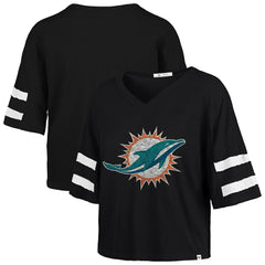 Miami Dolphins '47 Women's Premier Scout Cropped V-Neck T-Shirt - Black T-shirts