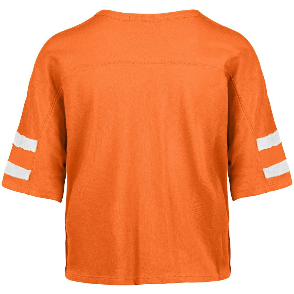 Cleveland Browns '47 Women's Premier Scout Cropped V-Neck T-Shirt - Orange T-shirts