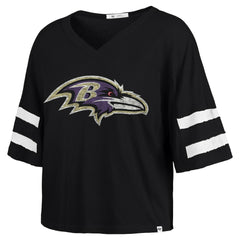 Baltimore Ravens '47 Women's Premier Scout Cropped V-Neck T-Shirt - Black T-shirts