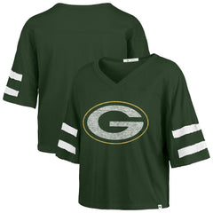 Green Bay Packers '47 Women's Premier Scout Cropped V-Neck T-Shirt - Green T-shirts