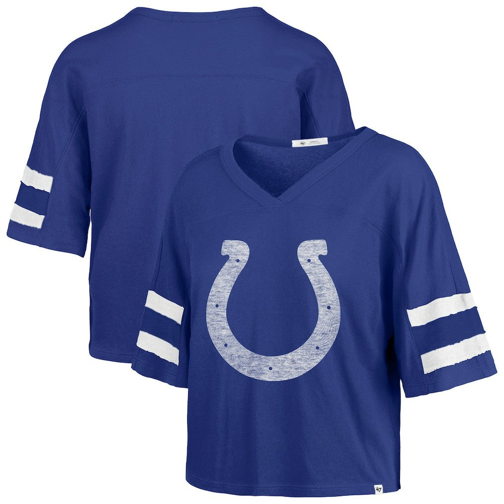 Indianapolis Colts '47 Women's Premier Scout Cropped V-Neck T-Shirt - Royal T-shirts