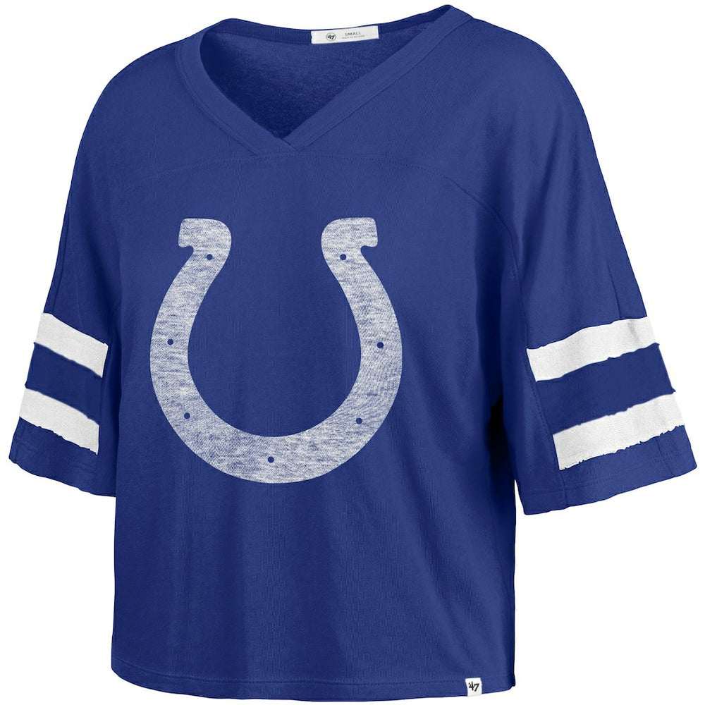 Indianapolis Colts '47 Women's Premier Scout Cropped V-Neck T-Shirt - Royal T-shirts