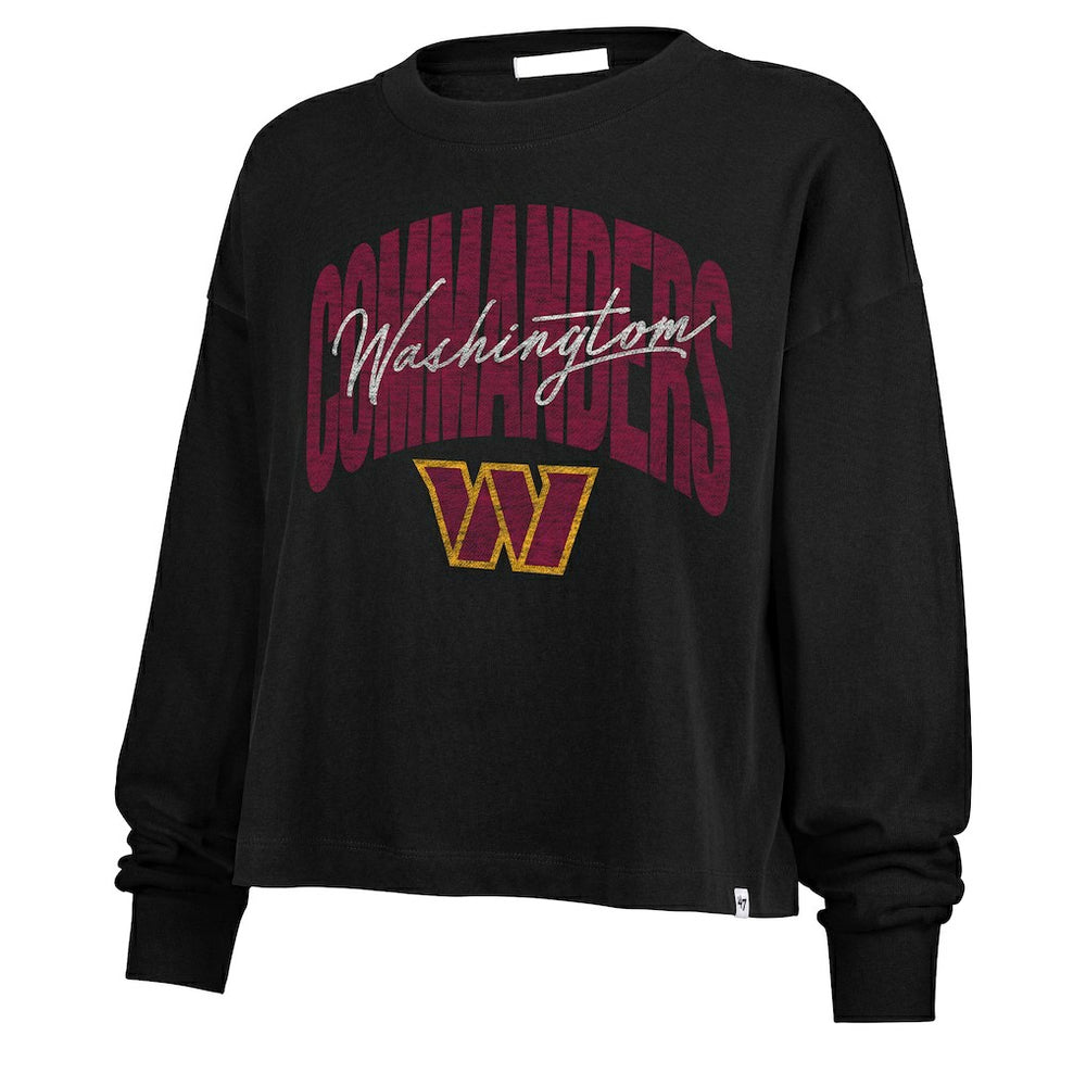 Washington Commanders '47 Women's Muse Sydney Long Sleeve Cropped T-Shirt - Black T-shirts