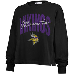 Minnesota Vikings '47 Women's Muse Sydney Long Sleeve Cropped T-Shirt - Black T-shirts