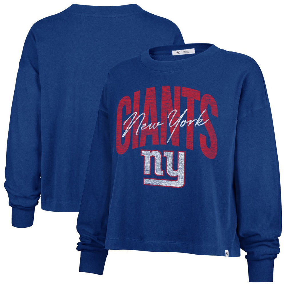 New York Giants '47 Women's Muse Sydney Long Sleeve Cropped T-Shirt - Royal T-shirts
