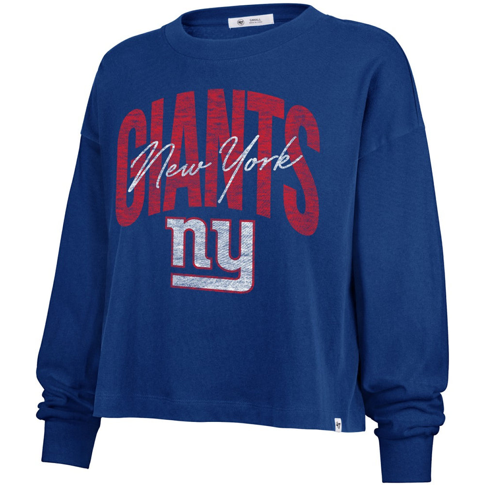 New York Giants '47 Women's Muse Sydney Long Sleeve Cropped T-Shirt - Royal T-shirts