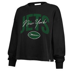 New York Jets '47 Women's Muse Sydney Long Sleeve Cropped T-Shirt - Black T-shirts