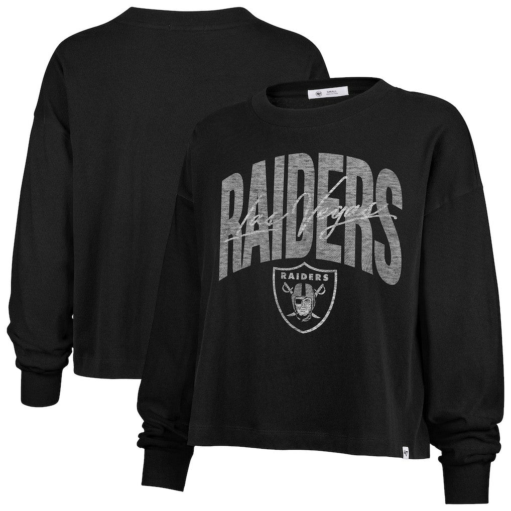 Las Vegas Raiders '47 Women's Muse Sydney Long Sleeve Cropped T-Shirt - Black T-shirts
