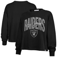Las Vegas Raiders '47 Women's Muse Sydney Long Sleeve Cropped T-Shirt - Black T-shirts