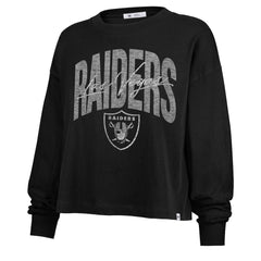 Las Vegas Raiders '47 Women's Muse Sydney Long Sleeve Cropped T-Shirt - Black T-shirts