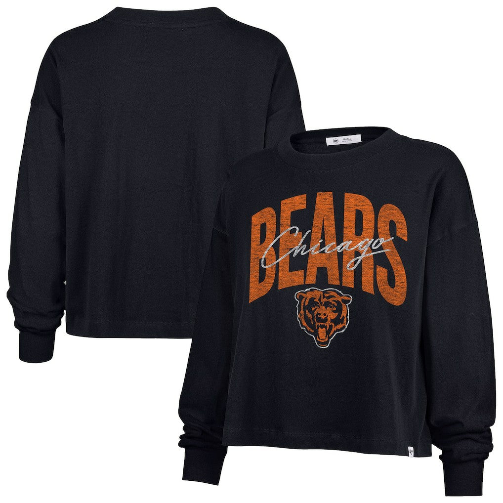 Chicago Bears '47 Women's Muse Sydney Long Sleeve Cropped T-Shirt - Navy T-shirts