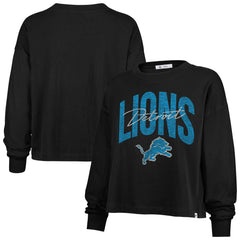 Detroit Lions '47 Women's Muse Sydney Long Sleeve Cropped T-Shirt - Black T-shirts