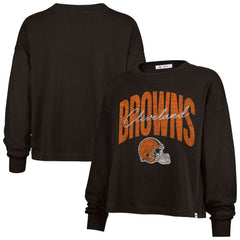 Cleveland Browns '47 Women's Muse Sydney Long Sleeve Cropped T-Shirt - Brown T-shirts