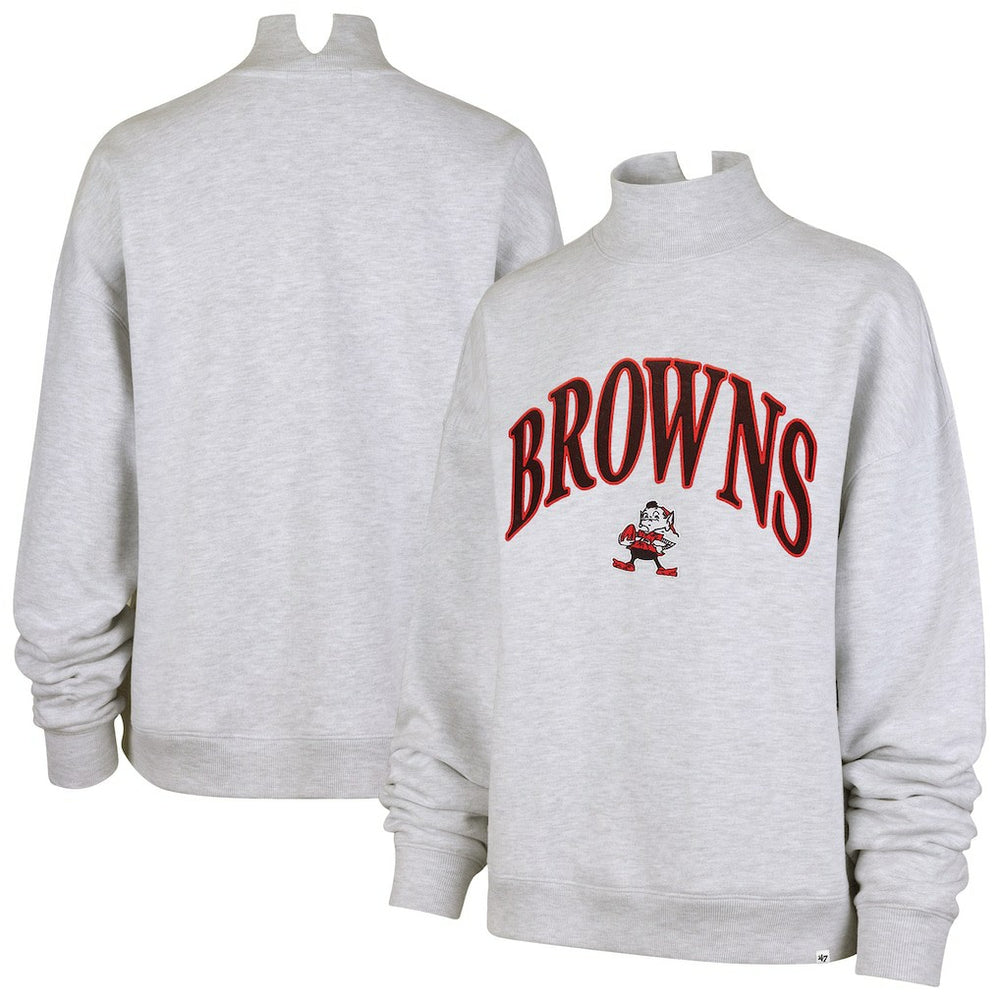 Cleveland Browns '47 Women's Vantage Mock Neck Pullover Sweatshirt - Heather Gray Pullover