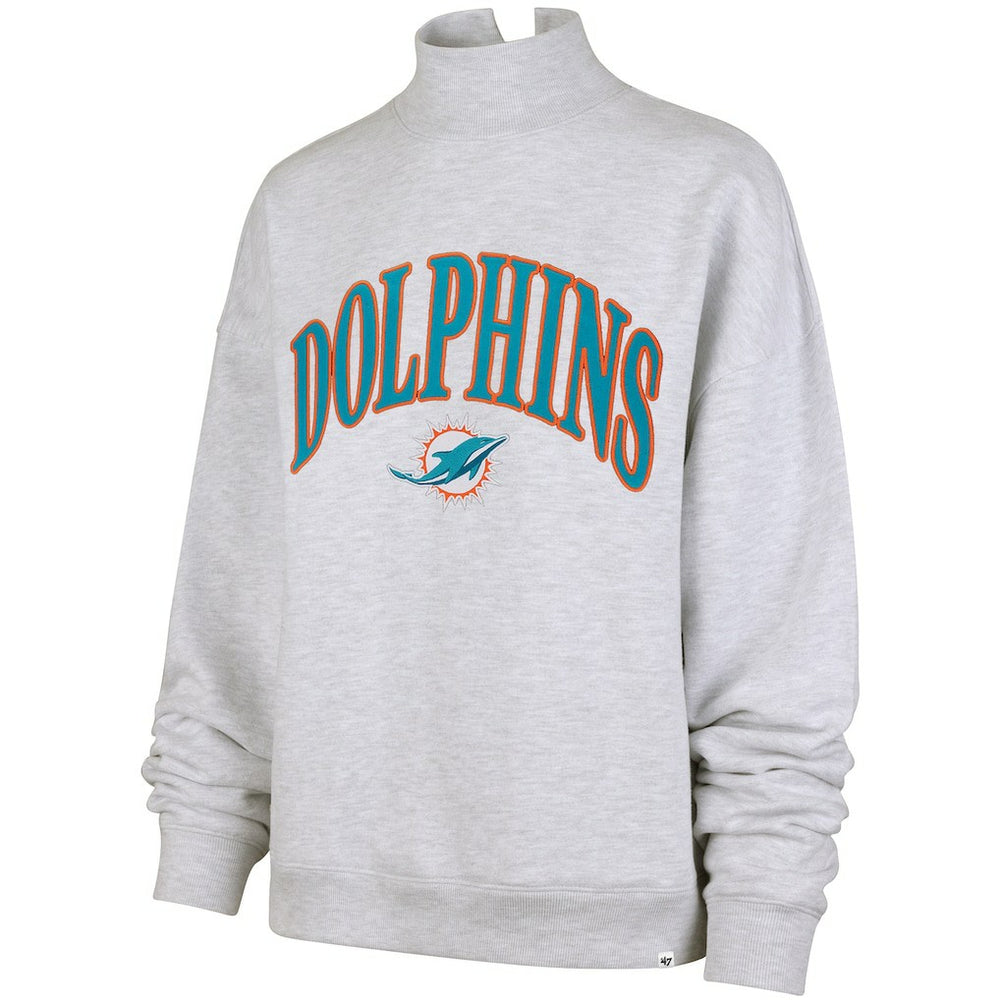 Miami Dolphins '47 Women's Vantage Mock Neck Pullover Sweatshirt - Heather Gray Pullover