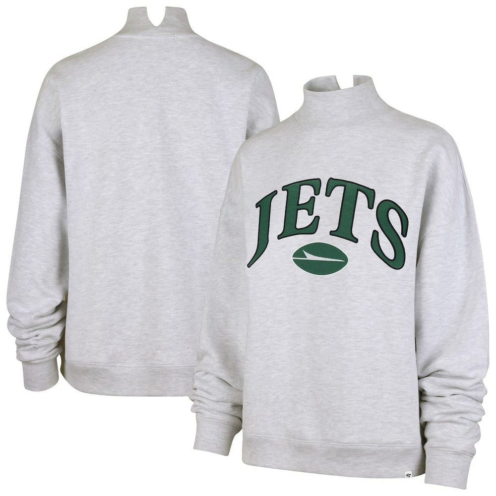 New York Jets '47 Women's Vantage Mock Neck Pullover Sweatshirt - Heather Gray Pullover
