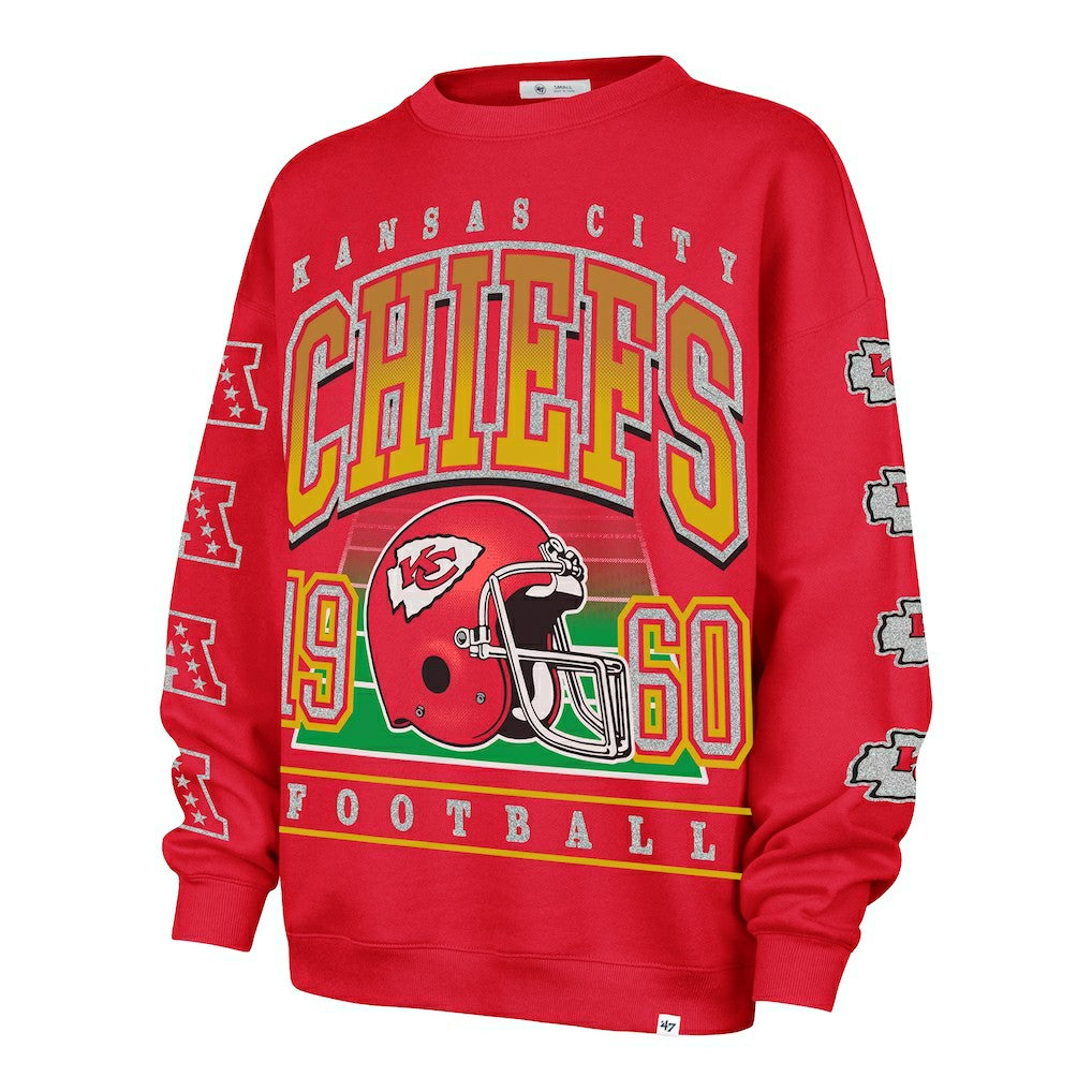 Kansas City Chiefs '47 Women's Go Big Oversized Pullover Sweatshirt - Red Pullover