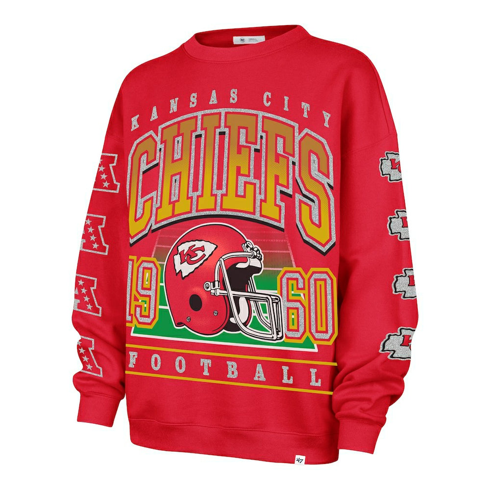 Kansas City Chiefs '47 Women's Go Big Oversized Pullover Sweatshirt - Red Pullover