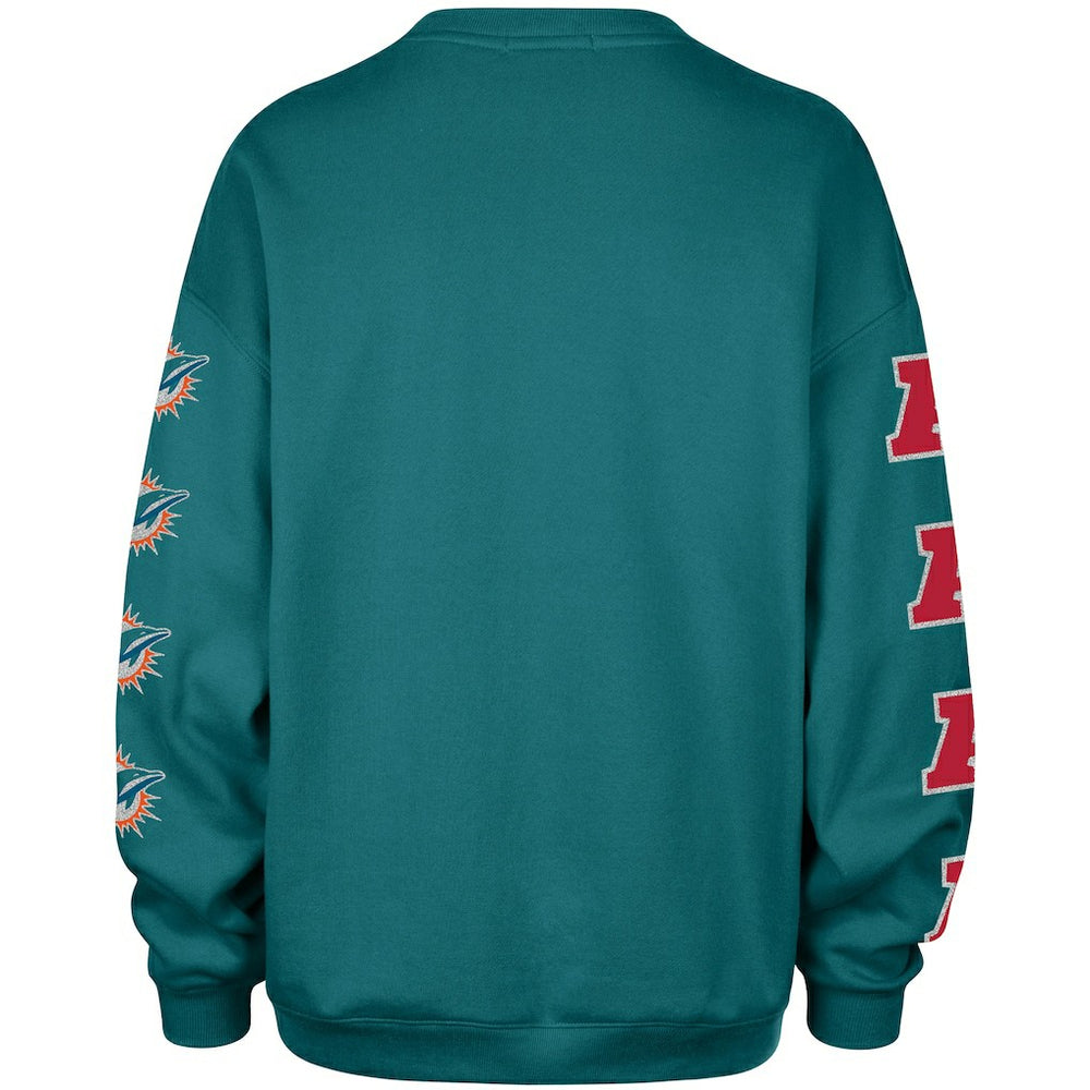 Miami Dolphins '47 Women's Go Big Oversized Pullover Sweatshirt - Aqua Pullover