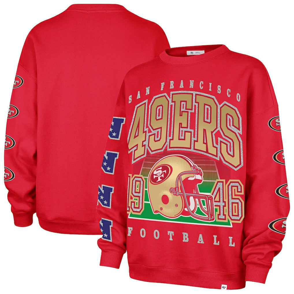 San Francisco 49ers '47 Women's Go Big Oversized Pullover Sweatshirt - Scarlet Pullover
