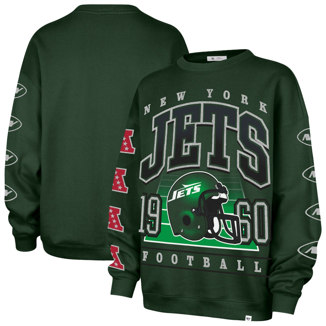 New York Jets '47 Women's Go Big Oversized Pullover Sweatshirt - Green Pullover