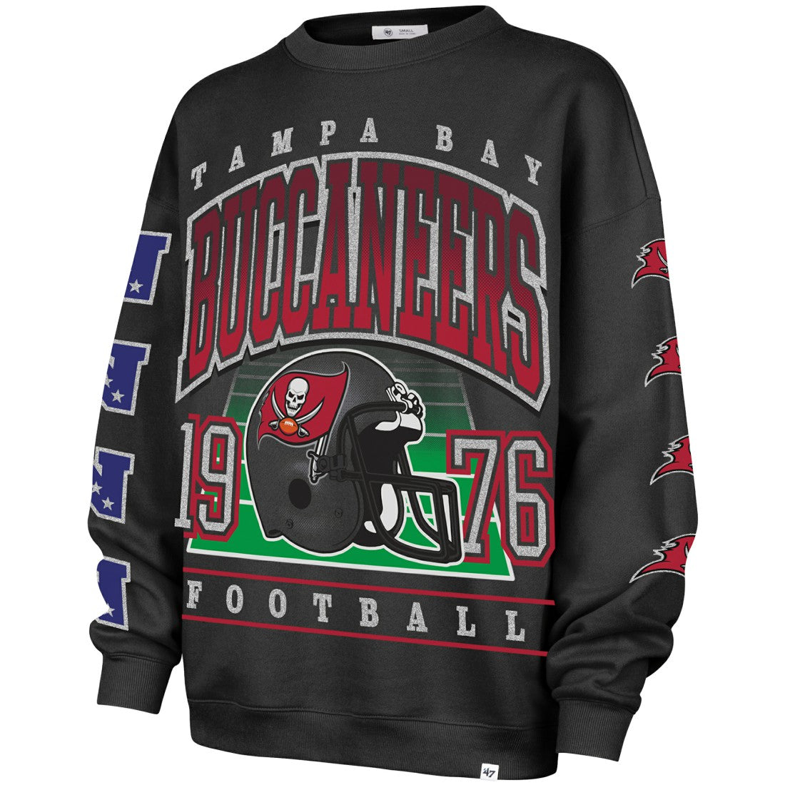 Tampa Bay Buccaneers '47 Women's Go Big Oversized Pullover Sweatshirt - Charcoal Pullover