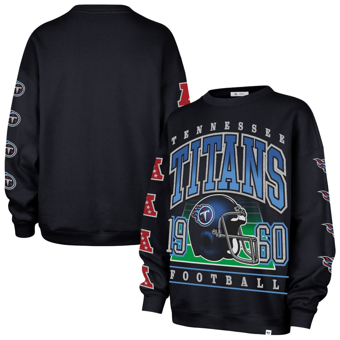 Tennessee Titans '47 Women's Go Big Oversized Pullover Sweatshirt - Navy Pullover