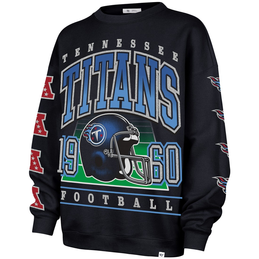 Tennessee Titans '47 Women's Go Big Oversized Pullover Sweatshirt - Navy Pullover