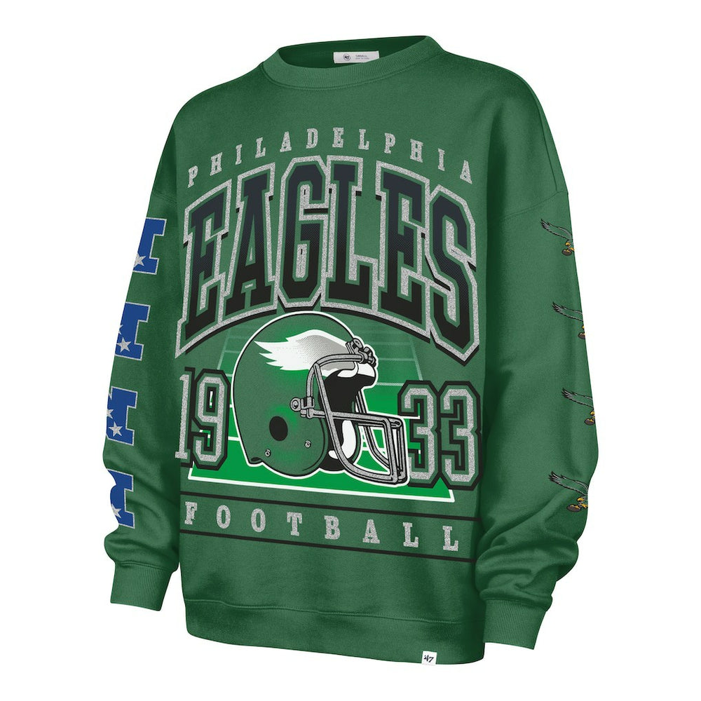 Philadelphia Eagles '47 Women's Go Big Oversized Pullover Sweatshirt - Kelly Green Pullover