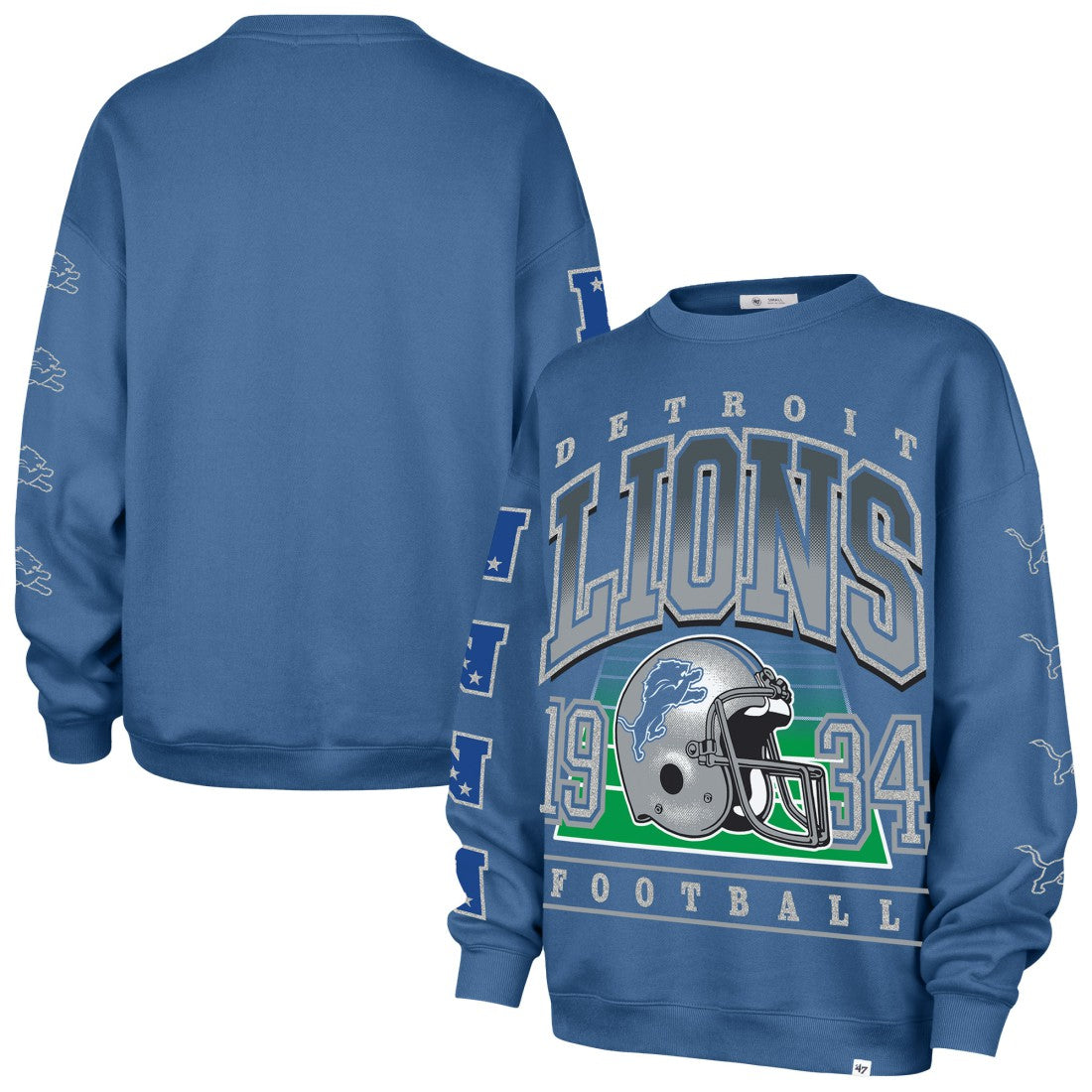 Detroit Lions '47 Women's Go Big Oversized Pullover Sweatshirt - Blue Pullover