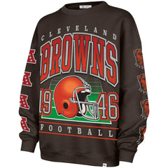Cleveland Browns '47 Women's Go Big Oversized Pullover Sweatshirt - Brown Pullover