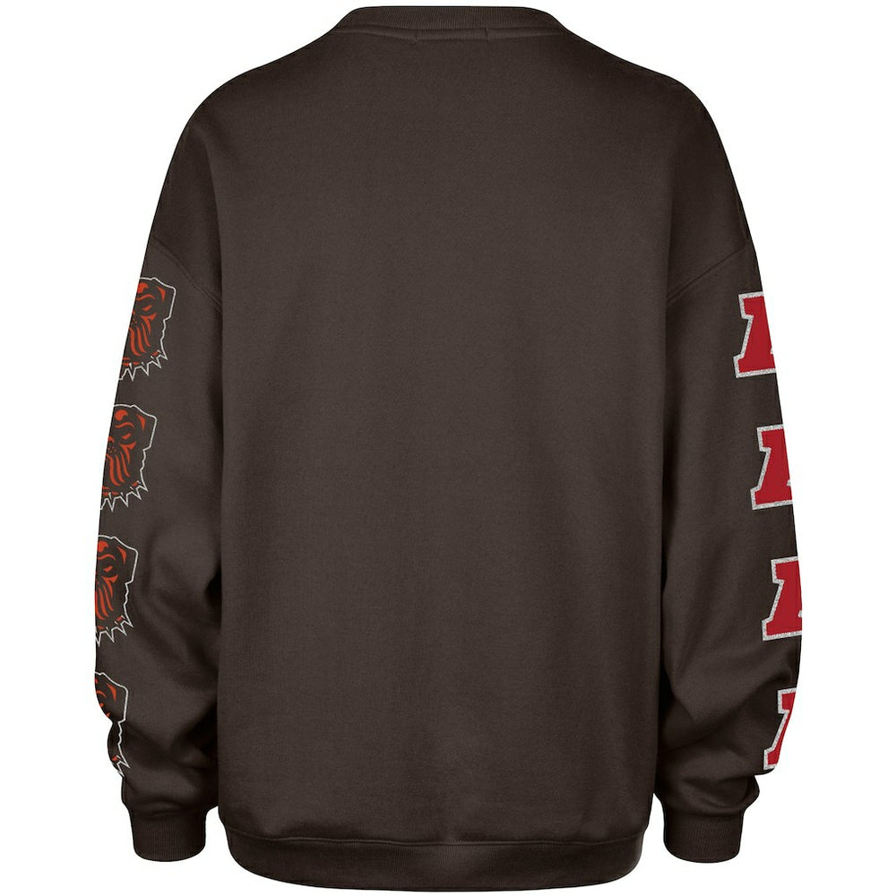 Cleveland Browns '47 Women's Go Big Oversized Pullover Sweatshirt - Brown Pullover
